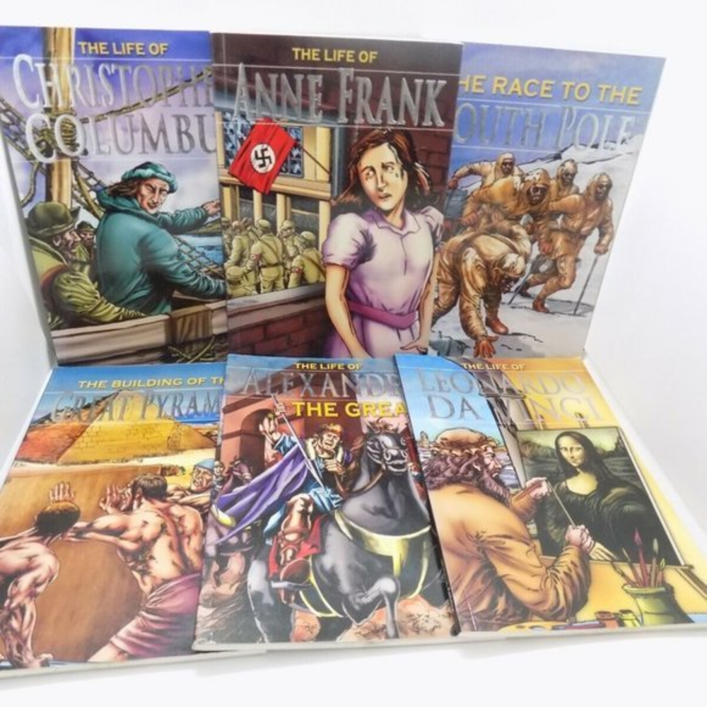 6 History Graphic Novels‎ Life of Anne Frank Columbus Da Vinci Alexander Great